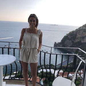 Vici a la playa romper. Linen feel fabric.